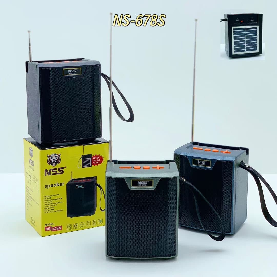 Foreign trade portable radio NS-678S Bluetooth audio outdoor subwoofer solar panel portable mobile phone holder