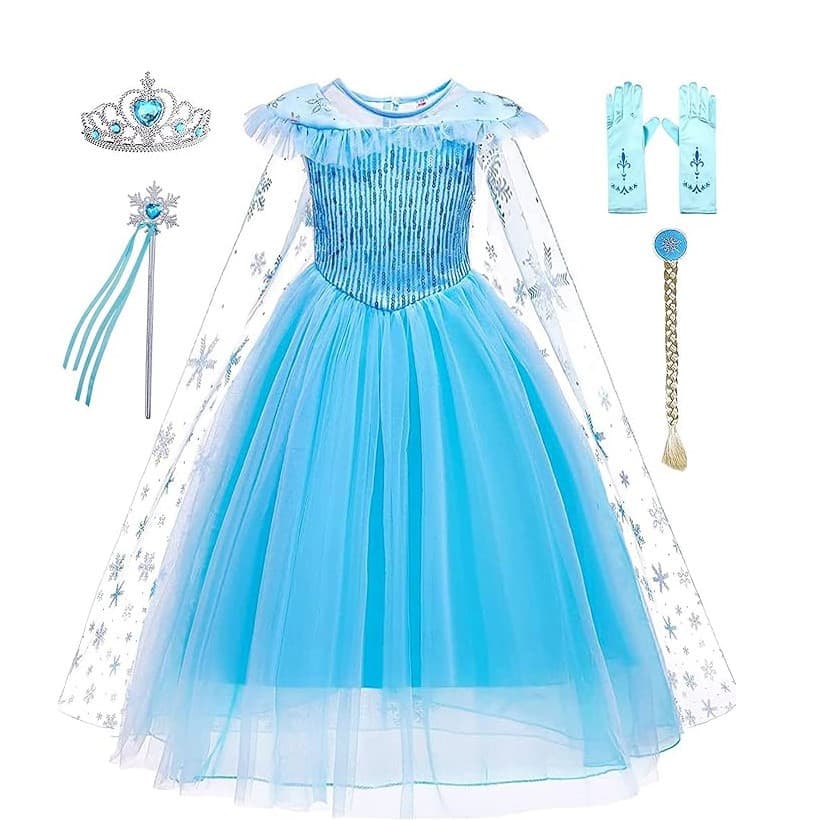 Sleeveless Elsa Princess Dress Frozen Elsa Girls Dress Blue Tutu Dress Cross-border Drop Shipping