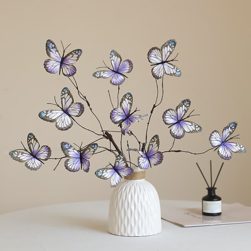 Jumie New 5-Head Dried Branch Butterfly Artificial Flower, Creative Home Decoration DIY Bouquet Floral Arrangement Accessory Fake Flower
