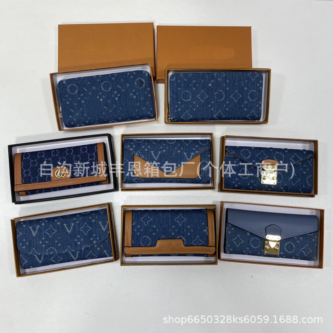 2026 New Denim Women's Wallet Cross-Border Wholesale Multi-Purpose Card Holder Fashion Casual Coin Purse Women's Clutch Bag