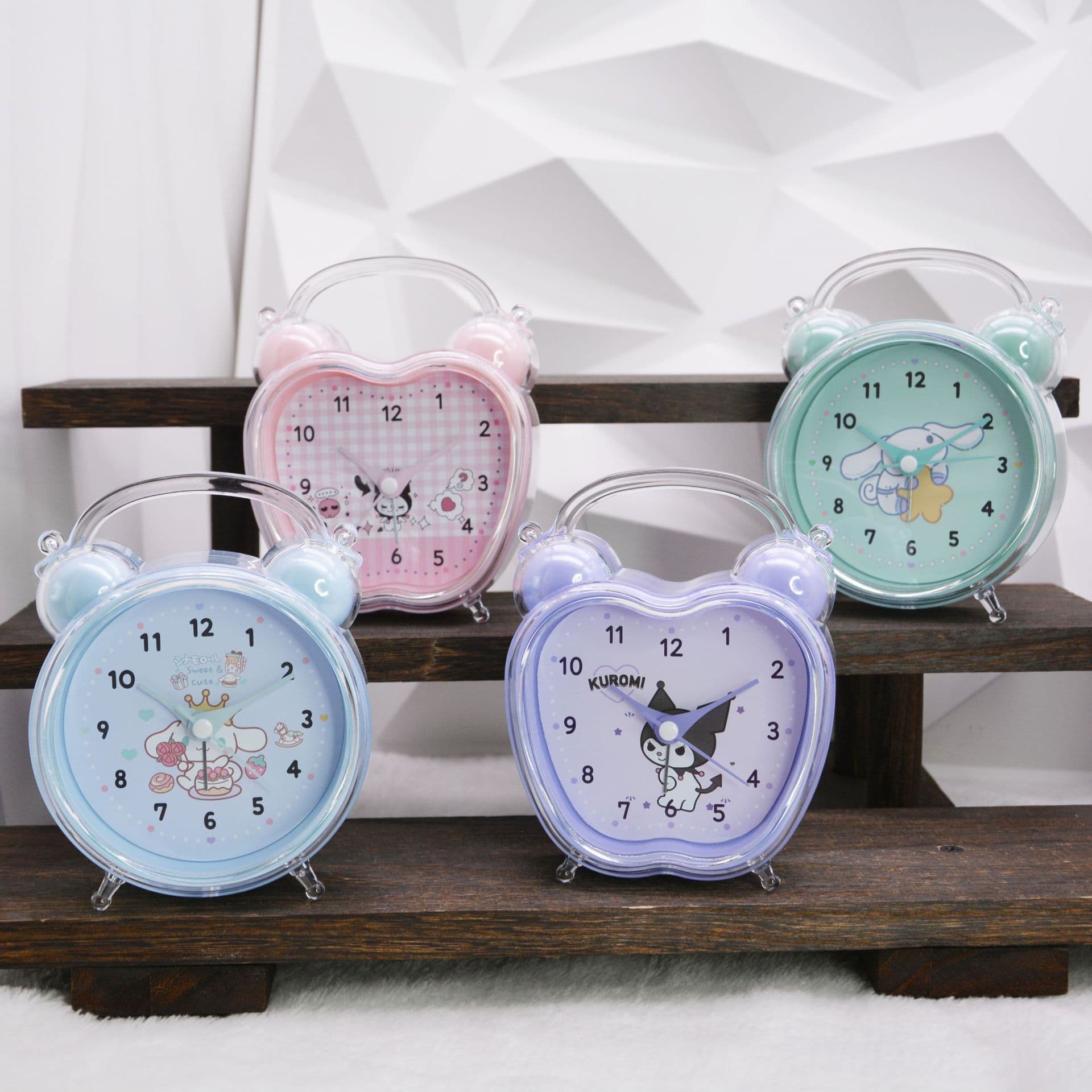 New Creative Simple Portable Desktop Alarm Clock Transparent Plastic Shell Jump Second Alarm Clock Bedside Student Lazy Alarm Clock Gift