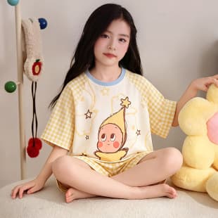 Modal Girls' Pajamas Summer Ultra-Thin Short Sleeve 2026 New Cartoon Star Sleepwear for Kids