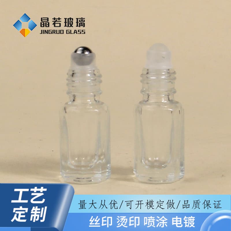 Guangzhou wholesale 3ml octagonal roller perfume bottle glass nail polish bottle small capacity refillable glass bottle