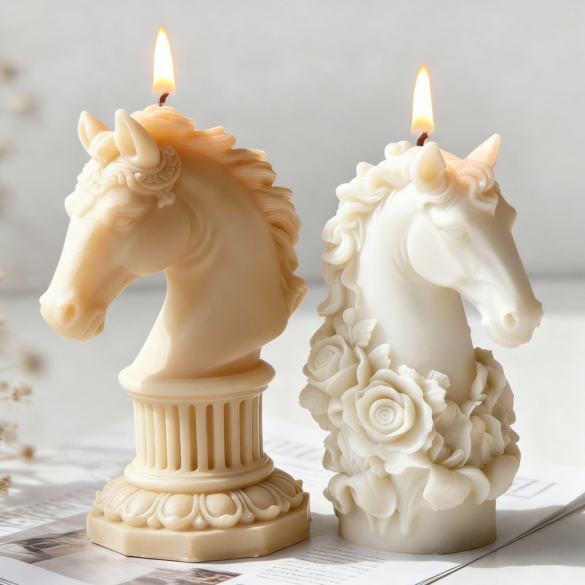 Jiahuimei Horse Aromatherapy Candle Silicone Mold DIY Horse Head Roman Column Candle Gypsum Ornament Mold