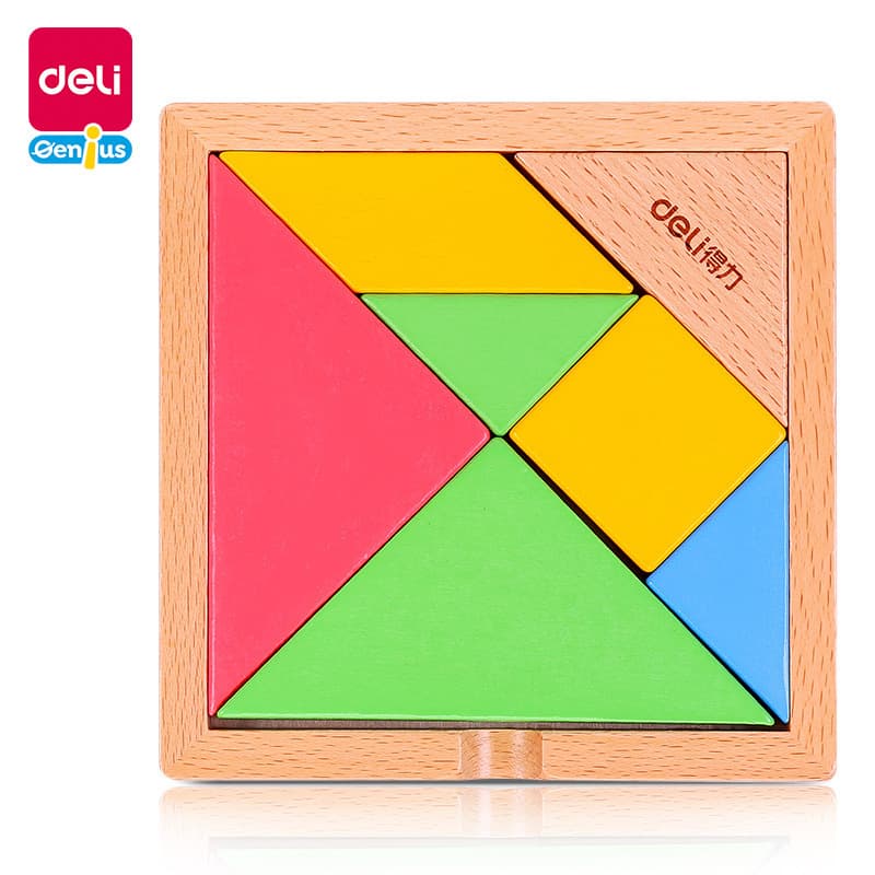 Deli 74304 Tangram Educational Toy for Children Aged 4-6: Wooden Puzzle Toy