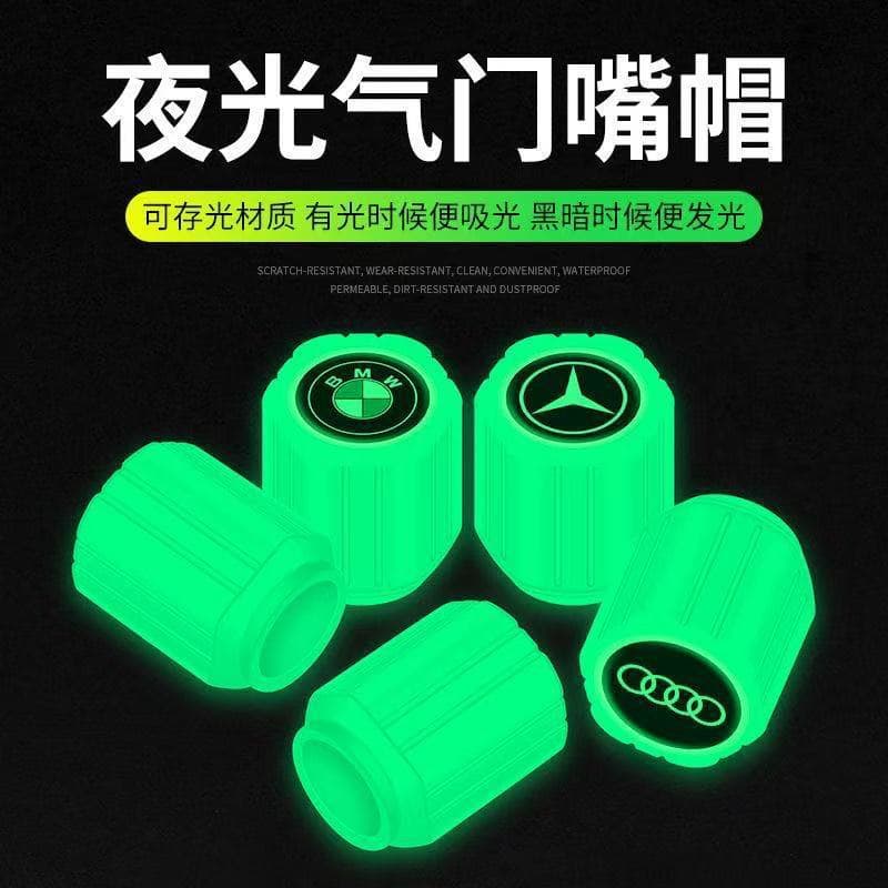 Glow-in-the-Dark Valve Stem Caps for Car, Motorcycle, Electric Scooter, Tire Universal Luminous Air Valve Caps, Auto Valve Core Caps