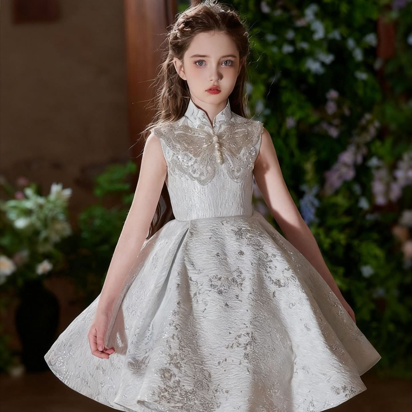 Chinese style improved version of girls dress French sleeveless new little girl birthday princess dress fashion short dress