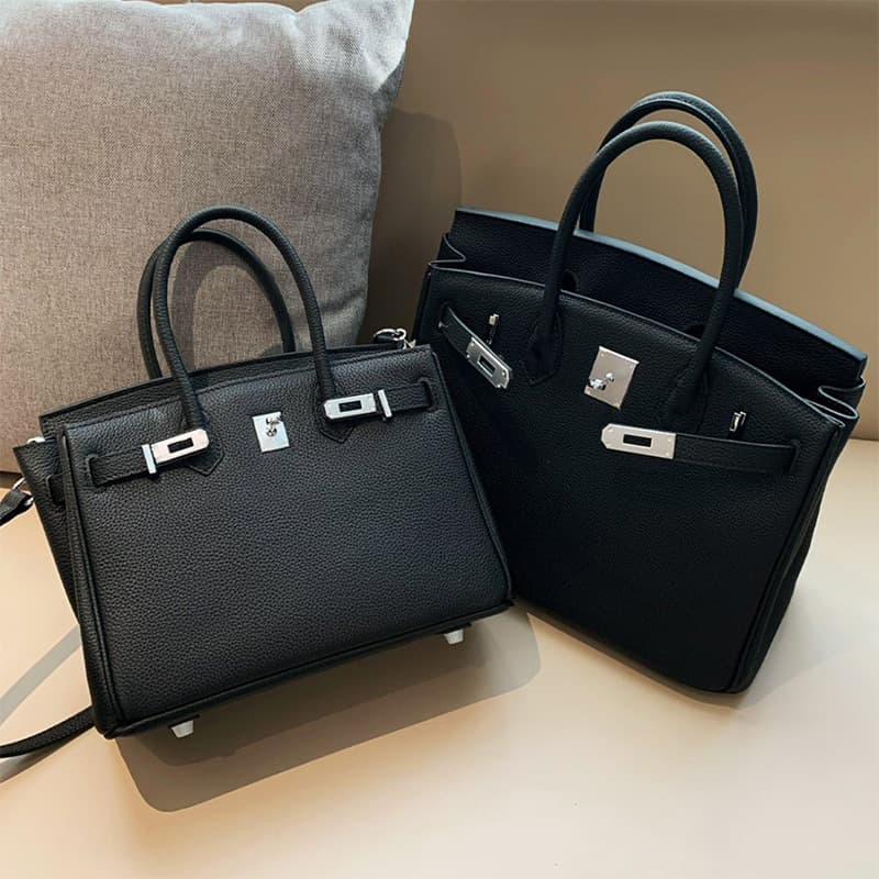 Top-Grain Leather Platinum Bag Genuine Leather Women's Bag Large Capacity Kelly Handbag Women's Premium Commuter Shoulder Crossbody Bag