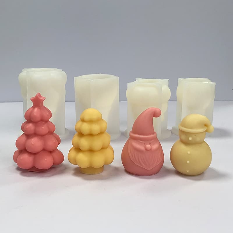 Christmas Snowman Christmas Tree Aromatherapy Candle Epoxy Resin Plaster Ornament Silicone Mold DIY Christmas Candle Mold