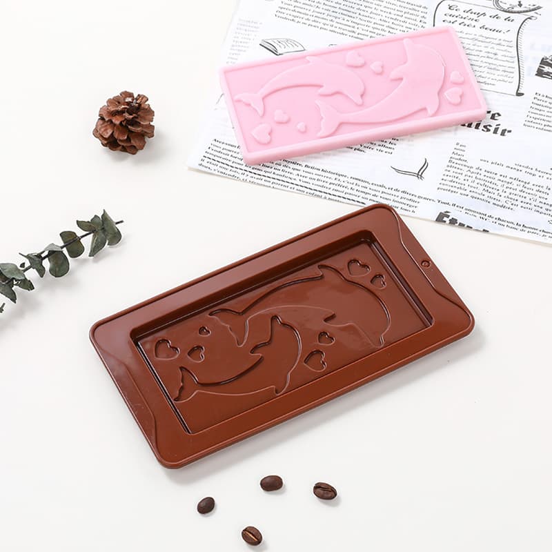 New rectangular dolphin-shaped chocolate cookie mold, food-grade silicone, easy-release.