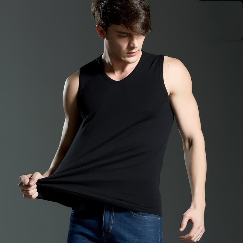 Men's All-Season Sports Vest, Crew Neck V-Neck, Sleeveless, Wearable as an Outerwear Gym Vest