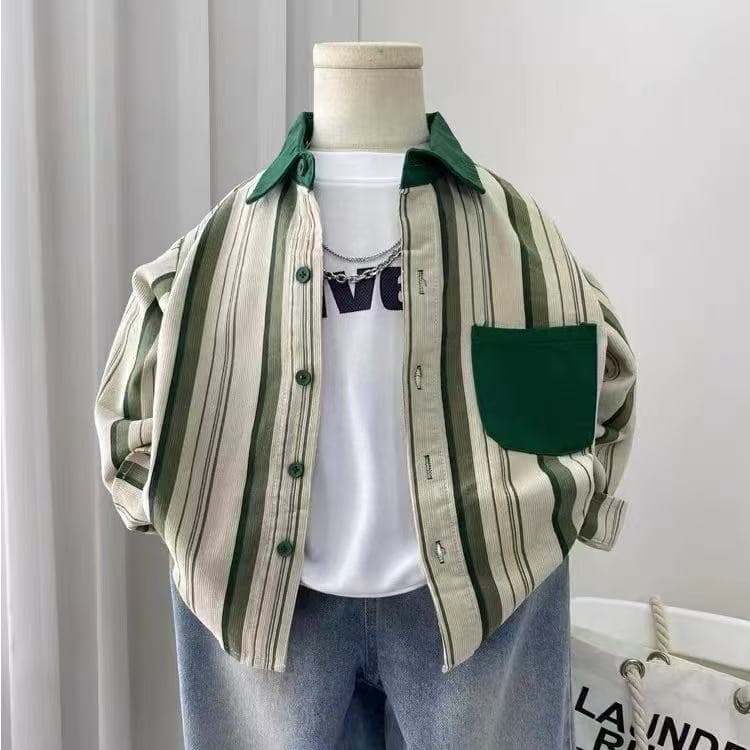 Boys Shirt Jacket Spring Autumn 2026 New Children's Shirt Cardigan Early Autumn Boys Autumn Korean Style Medium Kids