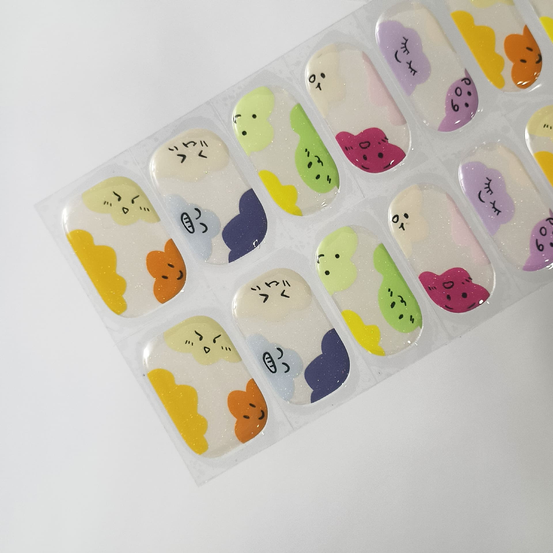 16-Piece Gel Nail Stickers, Graffiti Style, UV Light Curing, Waterproof, Semi-Cured Gel Nail Wraps, Ins Hot Trend