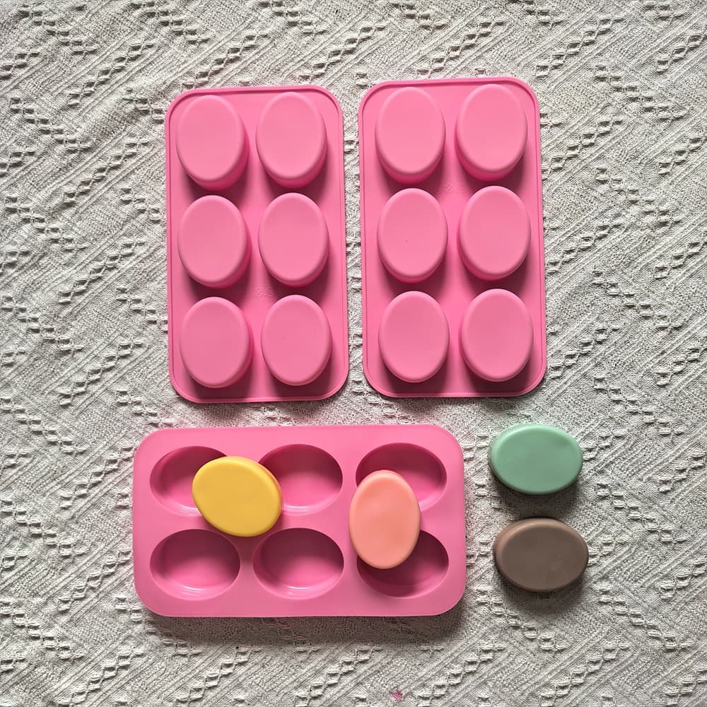 6-Cavity Oval Shape Soap Silicone Mold for Handmade Soap Scented Candle Mold 717