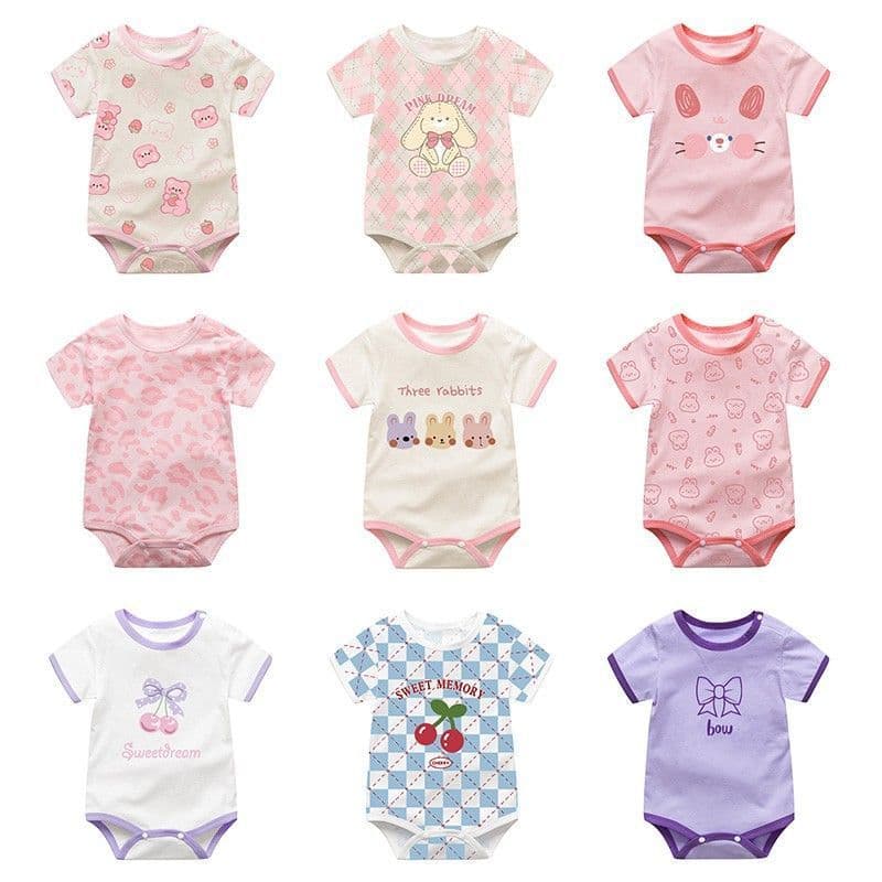 Baby Onesie Summer Thin Sleepwear Girl Short Sleeve Triangle Bodysuit Crawler Newborn Diaper Cover Clothes