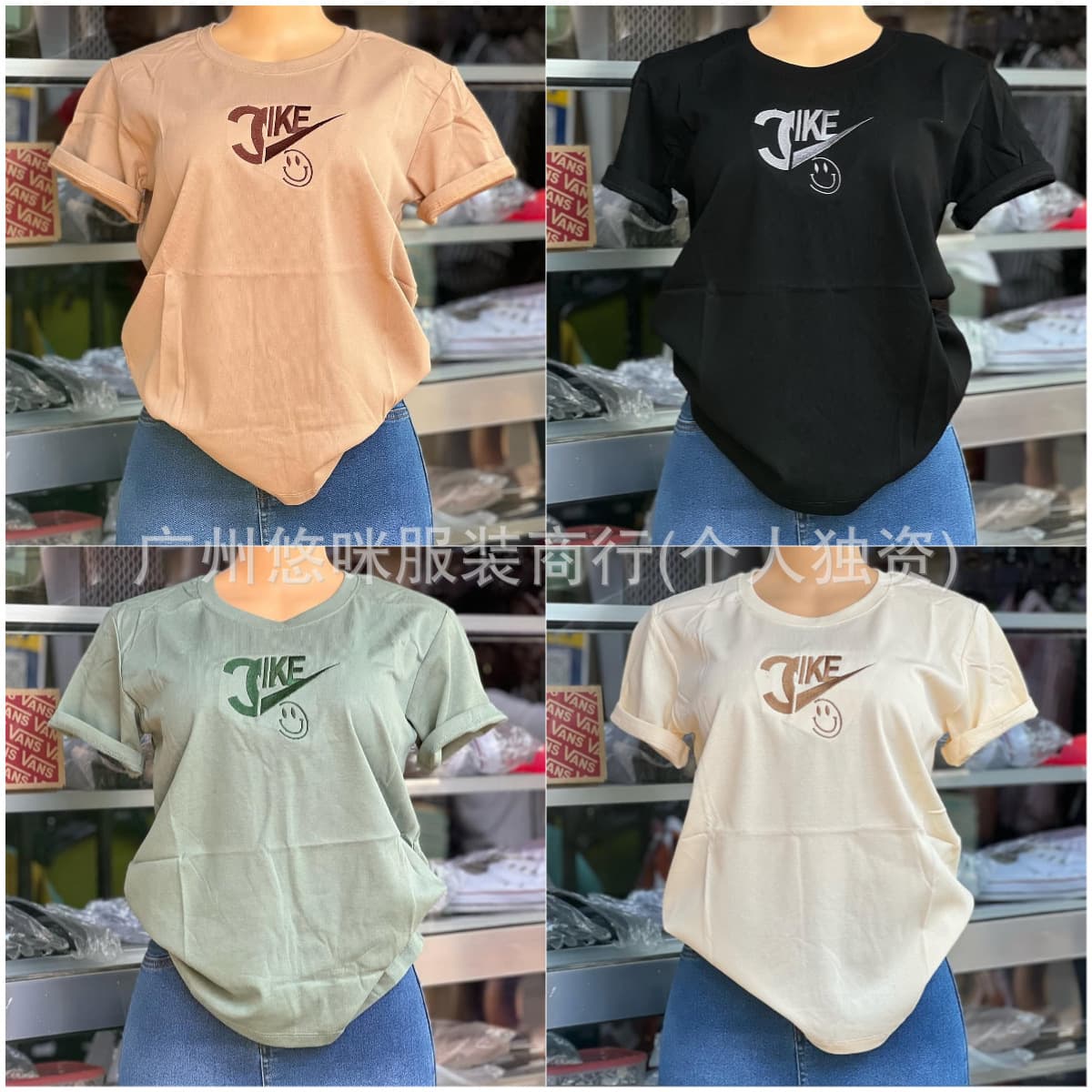 Foreign trade round neck T-shirt women's T-shirts in stock short-sleeved tops tops wholesale