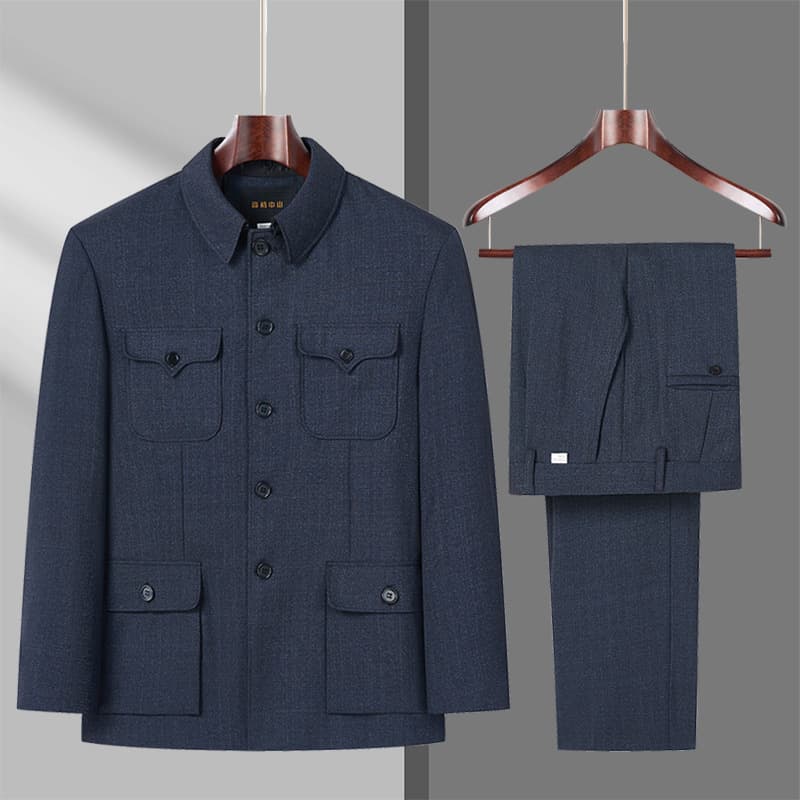 Zhongshan suit for middle-aged and elderly men, autumn and winter coat, Chinese Tang suit, Zhongshan suit jacket for grandfathers.