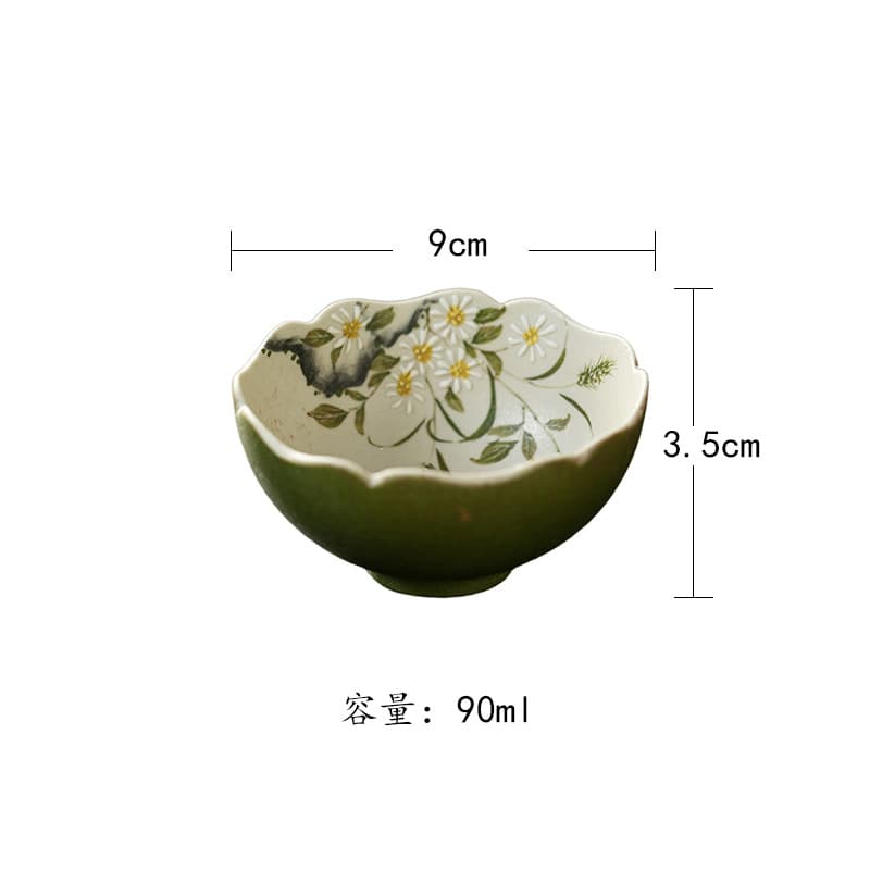 Miyan Daisy Spring Relief Hand-Painted Kung Fu Tea Set Small Tangerine Retro Home Gaiwan Cup Host Cup