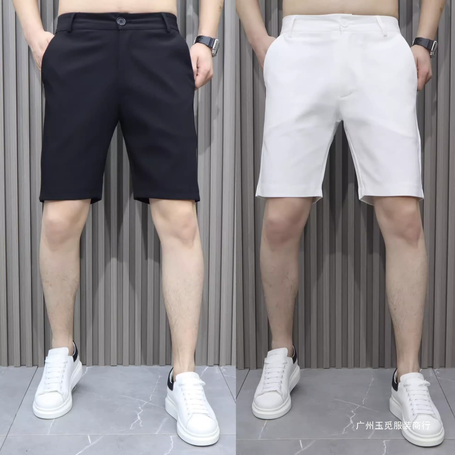 New Summer Men's White Slim Fit Shorts, Korean Trendy Youth Casual 5-Piece Shorts