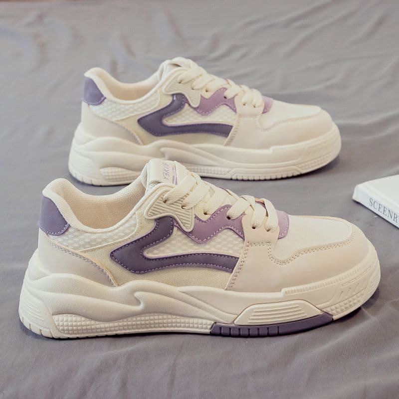 2024 New Women's Board Shoes Fashion Color Block Sports Casual Shoes White Sneakers College Style Women's Shoes Versatile Shoes