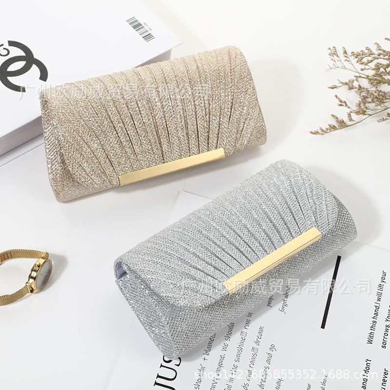 New shiny pleated dress bag KTV princess bag dinner clutch bag party evening bag crossbody banquet bag