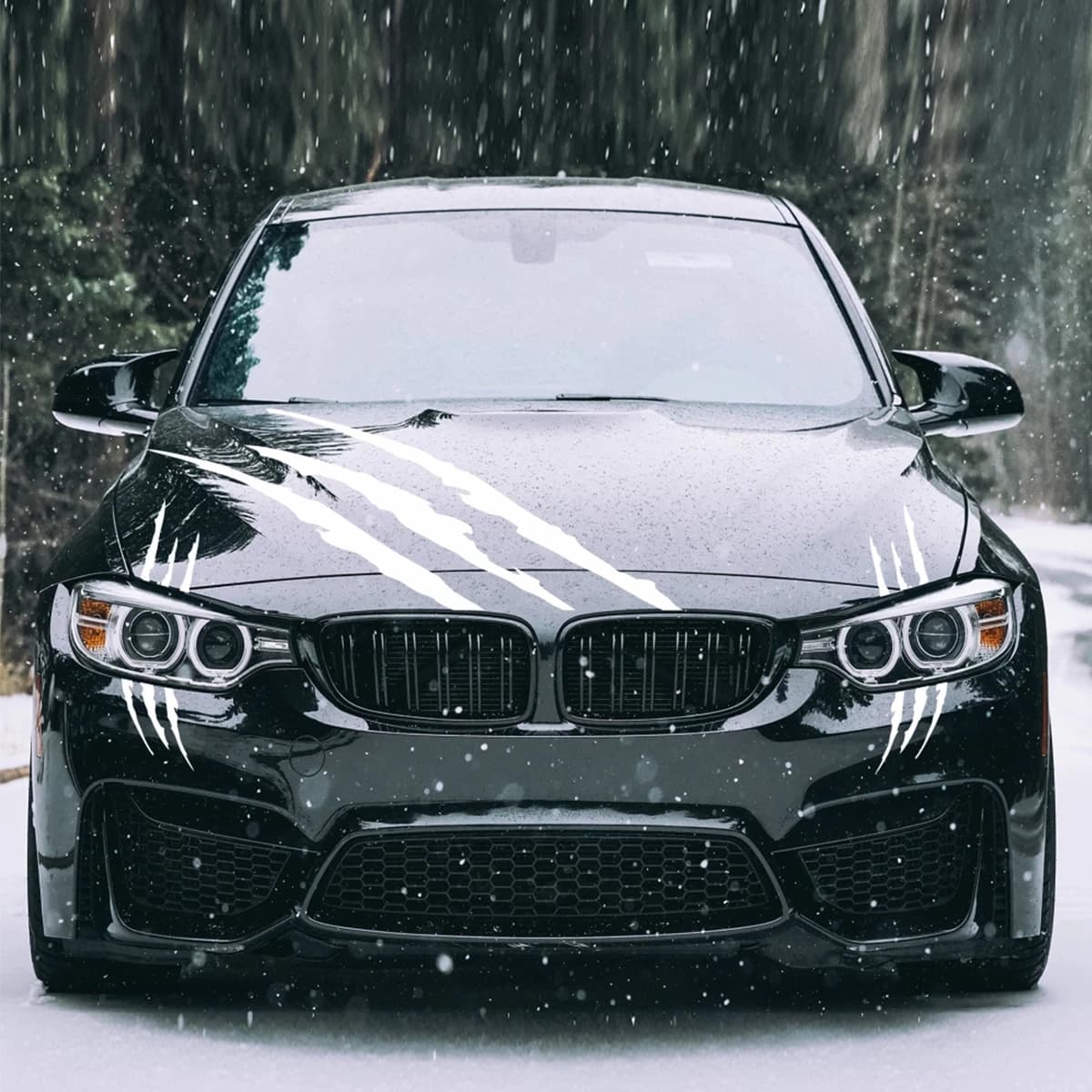 3-Piece Car Hood Decal Sticker Set Waterproof Ghost Trendy Claw Scratch Hood Wrap Decoration Cross-Border