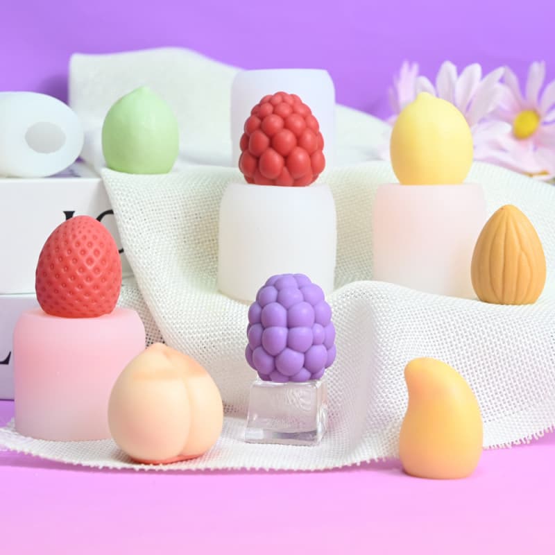 3D Strawberry Fruit Squishy Silicone Mold Mango Peach Lollipop Mold Raspberry Chocolate Mold