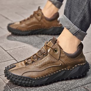 2025 Lace-Up Leather Casual Shoes for Men, Cross-Border Big Size, Trendy Youth Outdoor Shoes, Amazon