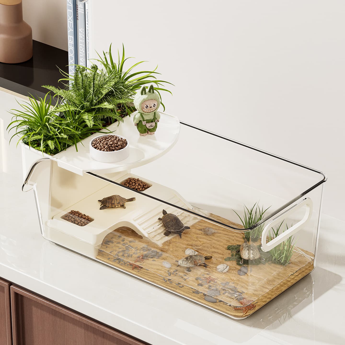 Turtle Tank, Home Aquarium, Living Room Large Capacity Storage Box, Ecological Landscaping Basking Platform, Desktop Turtle Tank