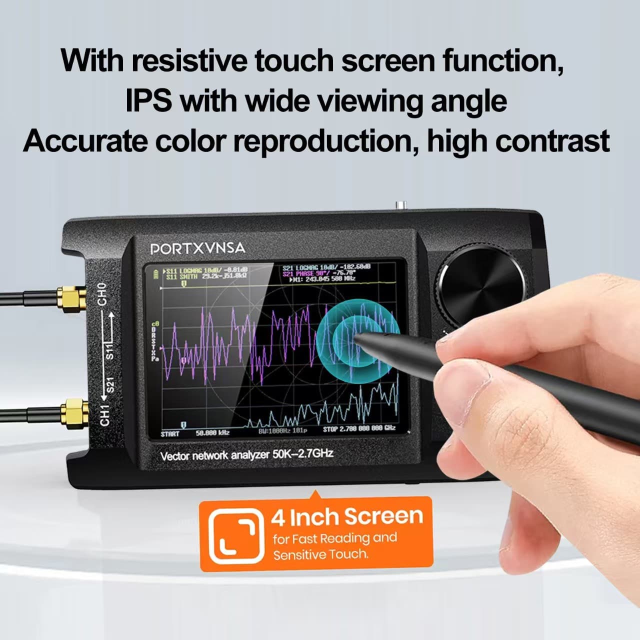 Upgraded NanoVNA-H4 Antenna Analyzer: 4-inch IPS, MF, HF, VHF, UHF, 50kHz, 2.7GHz