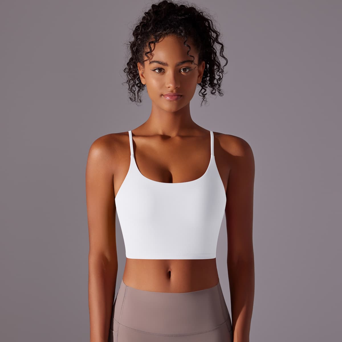 2026 European and American Cross-Border Pure White Short Camisole, Fitted Crop Top with U-Neck and Thin Straps, Sports and Casual Top