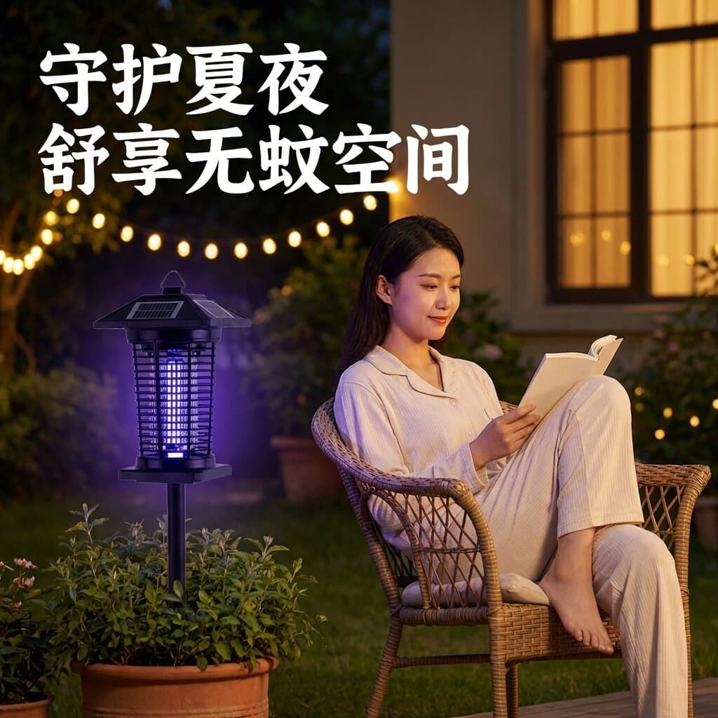 Outdoor Solar Powered Mosquito Killer Efficient Renewable Energy Pest Control Device Rechargeable Long Battery Life