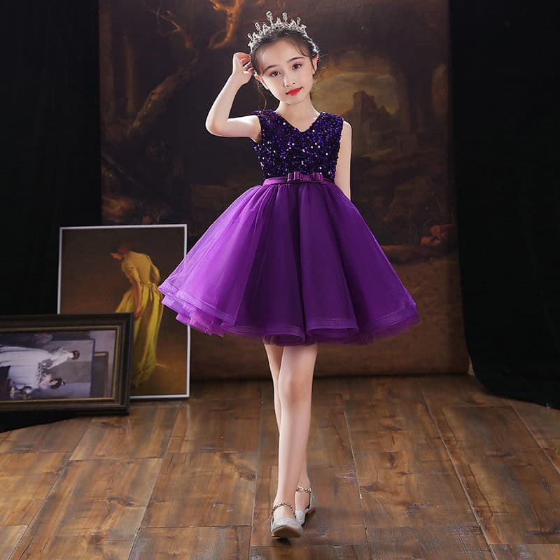 Children's Princess Dress Fashionable Girl Host Tulle Birthday Piano Performance Outfit Choir Costume Spring Summer