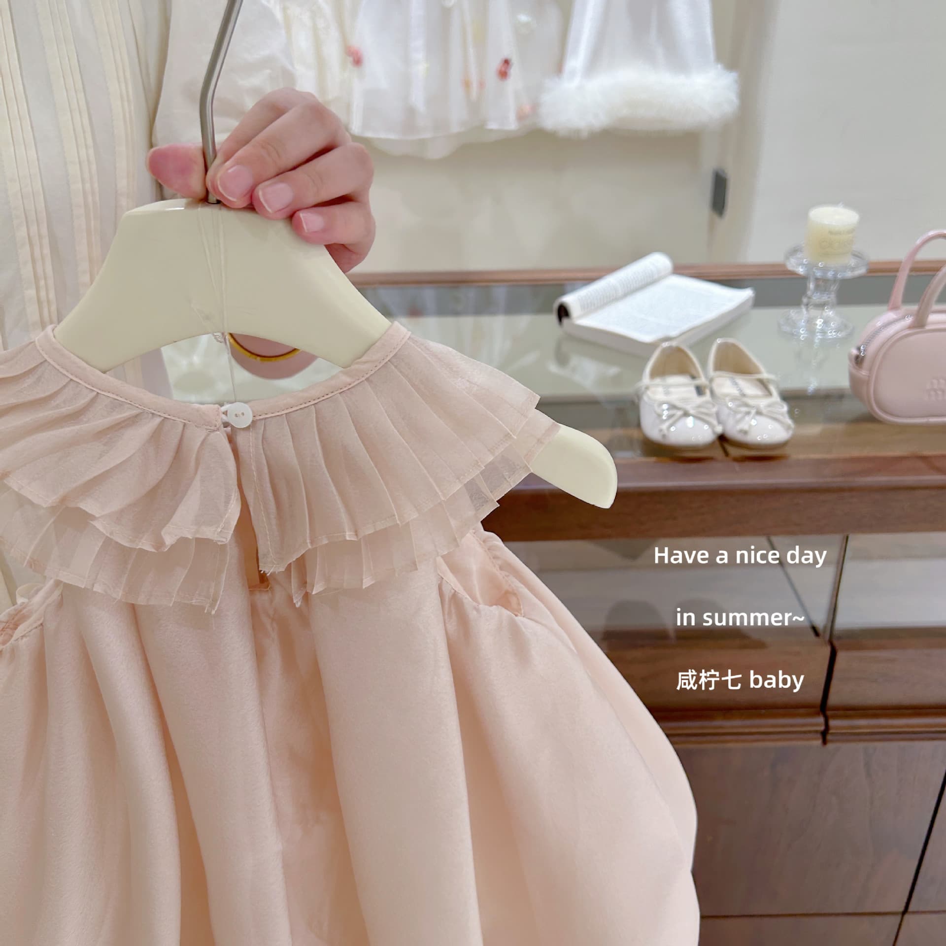 Salted Lemon Seven - Doll Ballet Dress! Original Baby Girls Summer Peter Pan Collar Dress French Bow Dress
