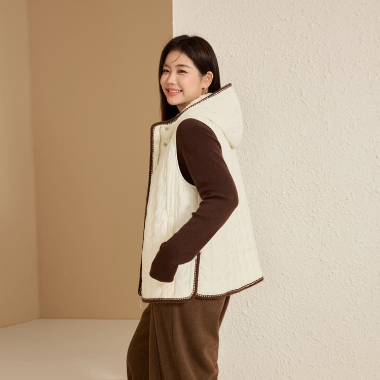 [Warm Layered Cotton Vest] Slim & Stylish Plus Size Women's Fashion Hooded Cotton Vest for Curvy Women, 2025 Winter New Arrival
