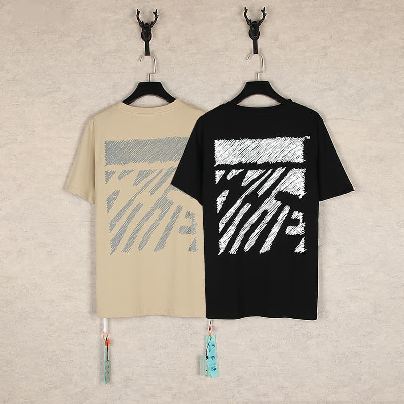 Cross-border stock OFF WHITE ow summer character print series oversized unisex short sleeve T-shirt