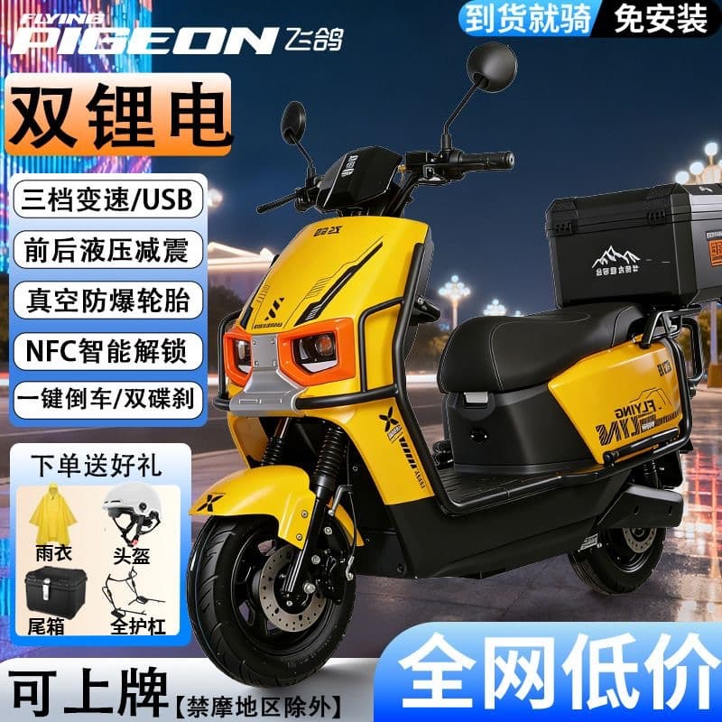 Long-lasting Electric Two-Wheel Motorcycle, High Power, Extended Range, Luxury Electric Scooter with Dual Batteries