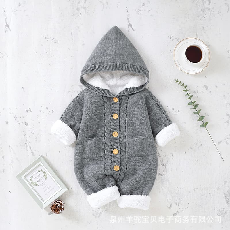 Instagram Hot-Selling Baby Winter Thick Knitted Romper Crawl Suit