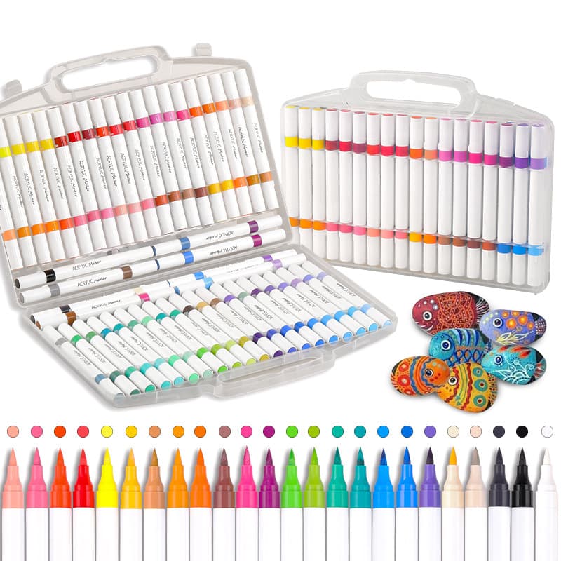 Cross-border Acrylic Marker Watercolor Pen Set Art Student Hand-drawing Blendable Dual-tip Dual-color Colored Marker