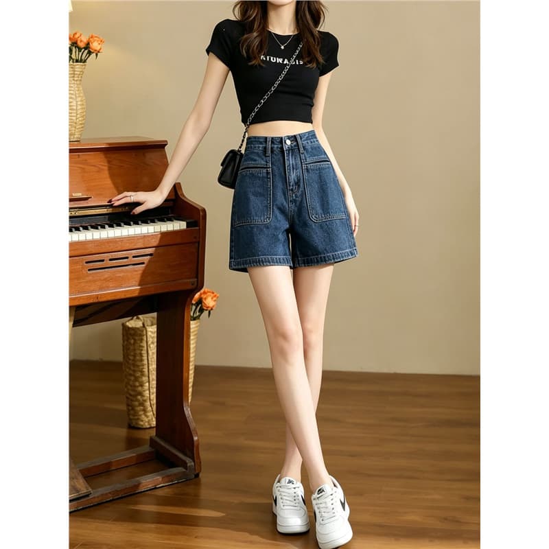 Plus Size Women's Summer Straight Leg Denim Shorts, Thin Fabric, Trendy Loose Fit Shorts