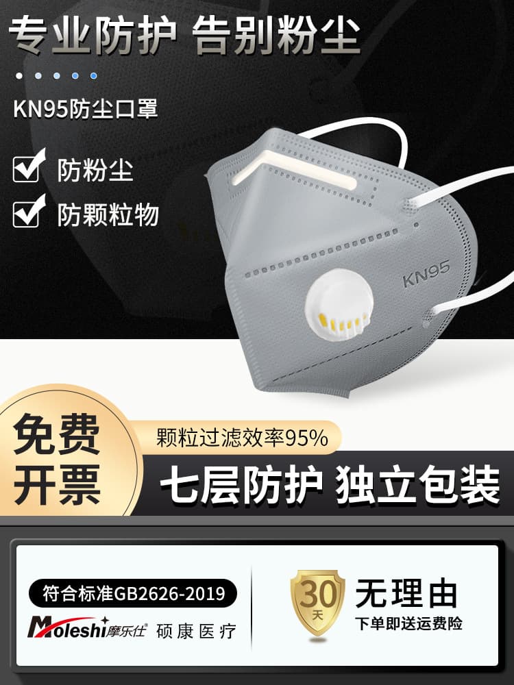 KN95 Dust Mask for Industrial Dust, Genuine with Exhalation Valve, Anti-Formaldehyde, Welder Grinding Specific for Haze