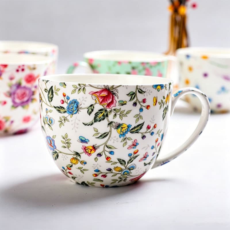 Household Ceramic Cup Instant Noodle Bowl Rice Bowl with Lid Bone China Milk Mug Water Cup Large Bowl Cereal Cup Soup Cup Bowl with Handle