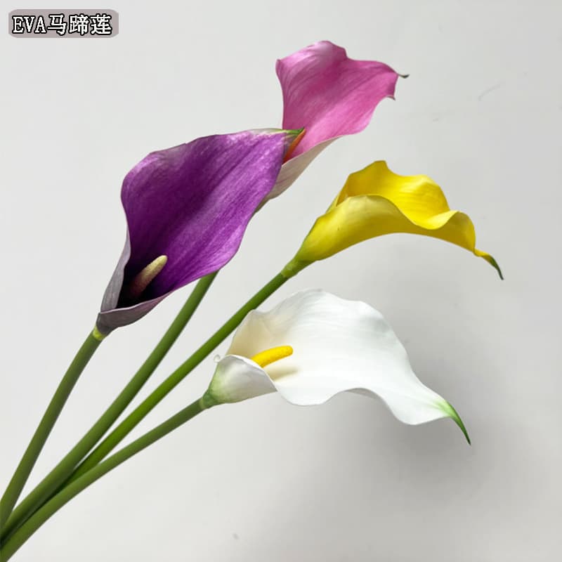 Simulation Calla Lily EVA Touch Faux Flower Large and Small Sizes Export Style Living Room Vase Faux Flower Pastoral Artificial Alocasia