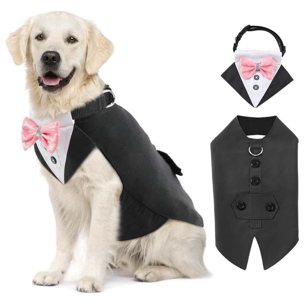 TANPOPO Cross-Border New Arrival Pet Suit Tuxedo Pet Collar Pet Party Clothing
