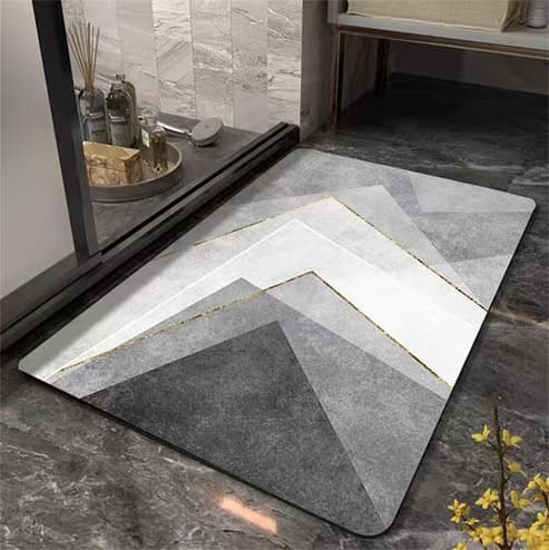 Simple Marble Bathroom Door Mat Absorbent Water-Resistant Durable Easy to Clean