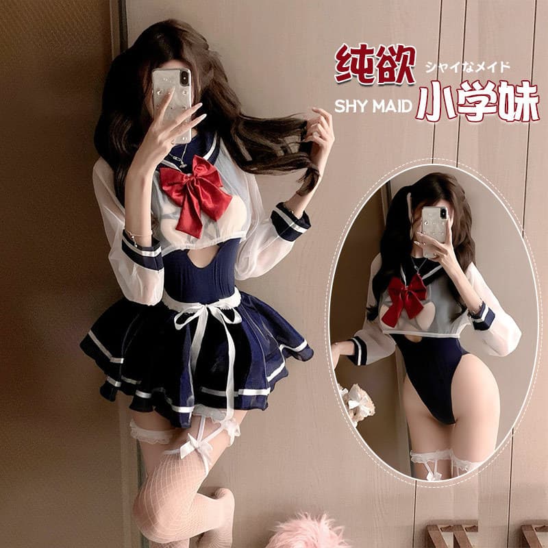 Night Seduction Lingerie Sexy Costume Two-in-One School Swimsuit Set Sailor Uniform Pure Desire Role Play