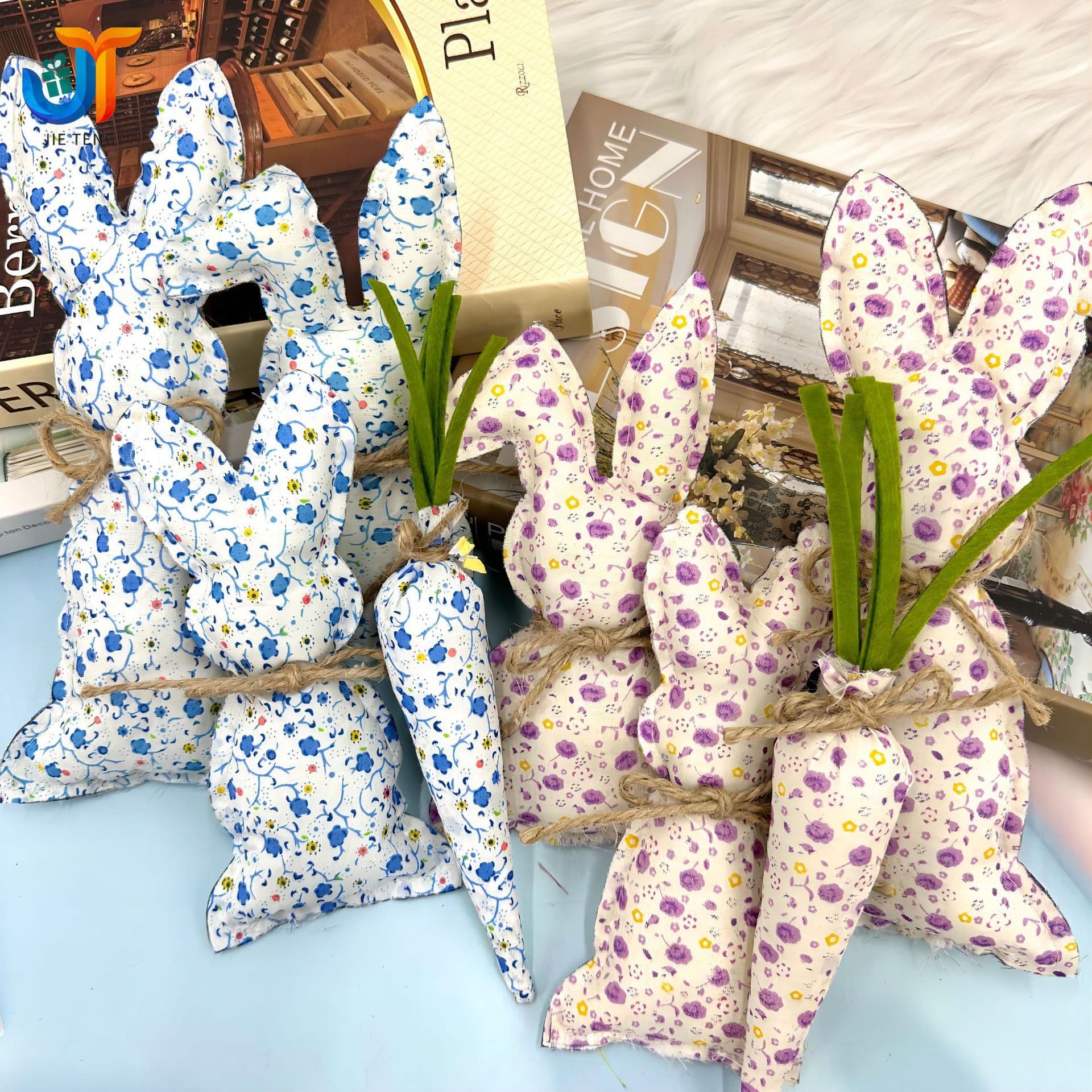 2024 Cross-border New Arrival Easter Fabric Bunny Carrot Figurine Holiday Party Decoration