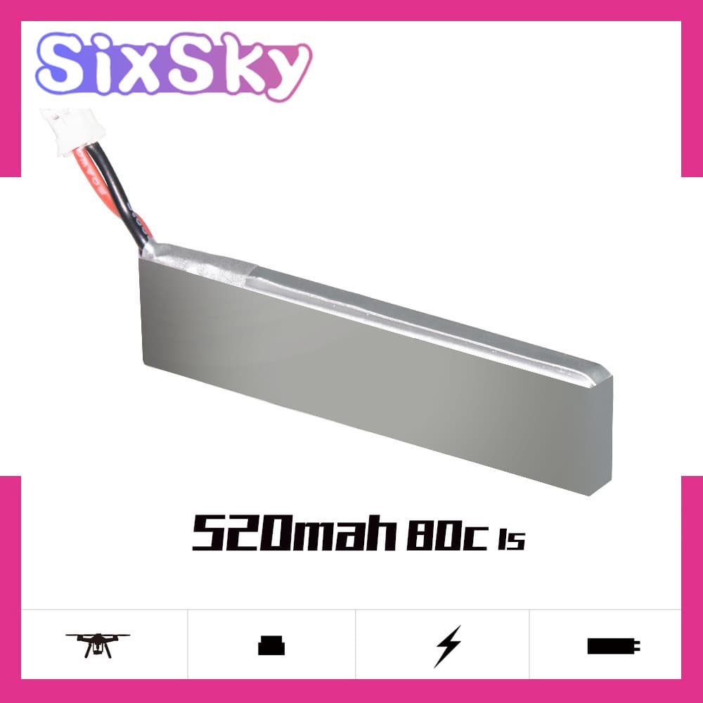 SixSky 520mAh 1S 80C 3.8V HV Indoor FPV Racing Drone RC Lithium Battery