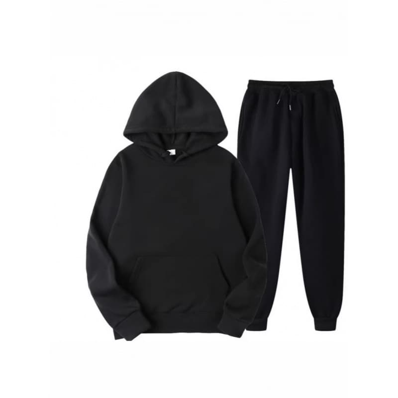 2026 Cross-border Men's Spring/Autumn Solid Color Hoodie Set, Fashionable Casual Sport Two-Piece Set