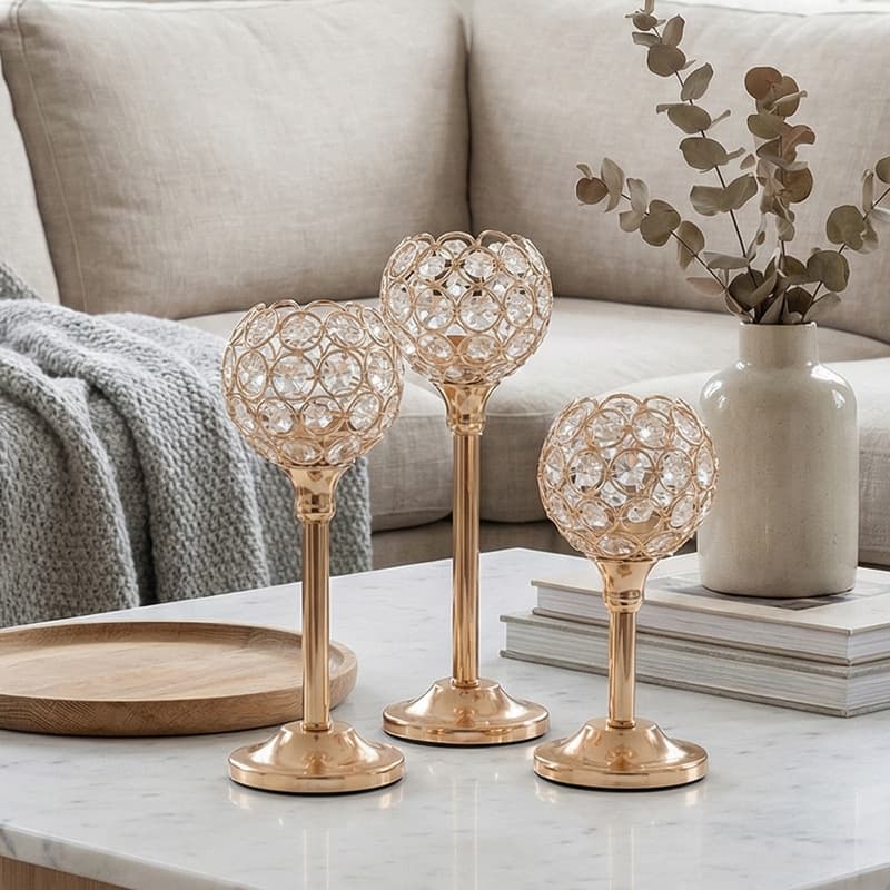 European-style electroplated candlestick metal ornaments for weddings, hotels, homes, living rooms, candlelight dinners, decorations, gold.